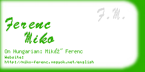 ferenc miko business card